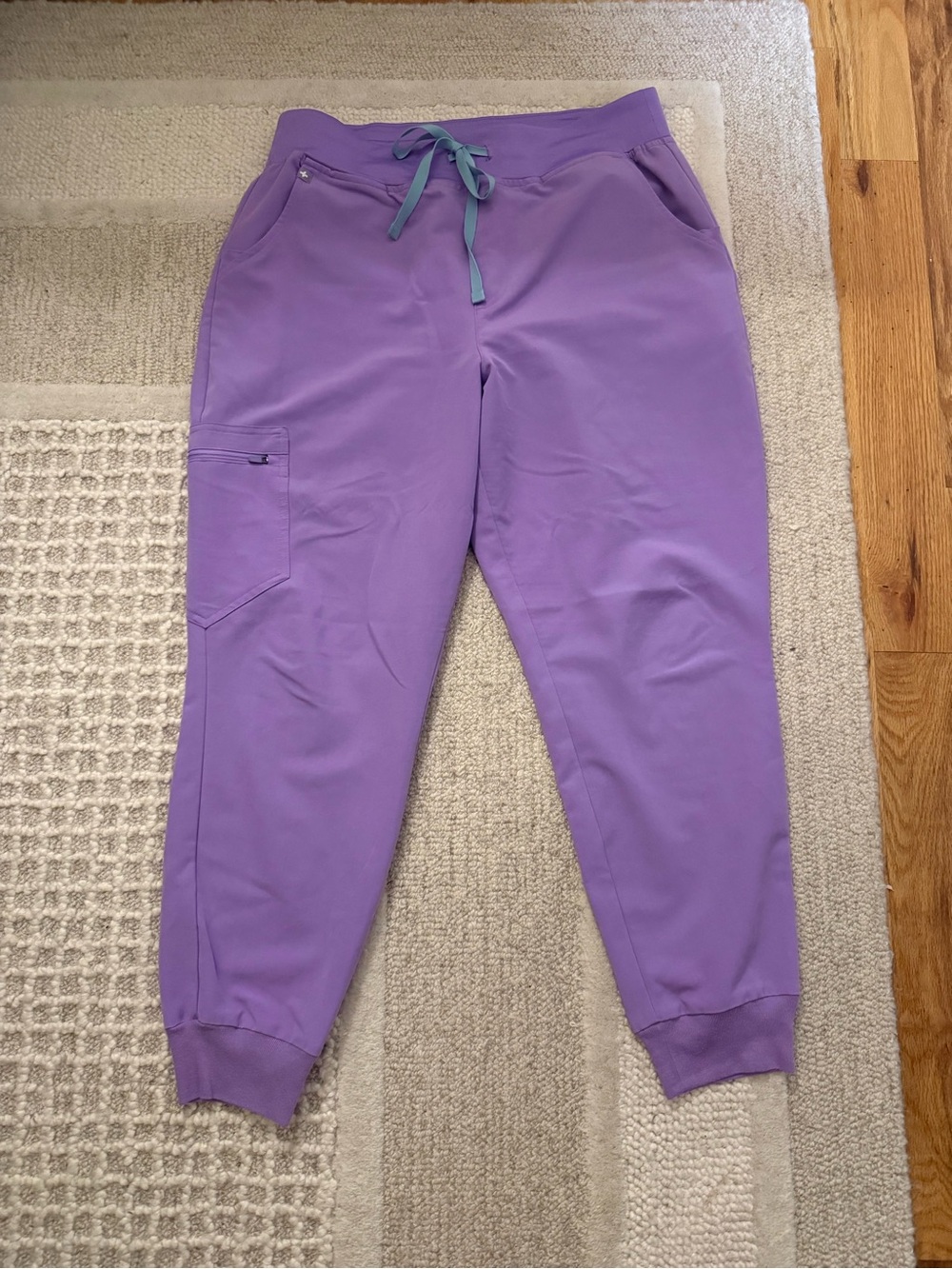 Figs zamora high waisted Lavender Jogger with Teal Drawstring